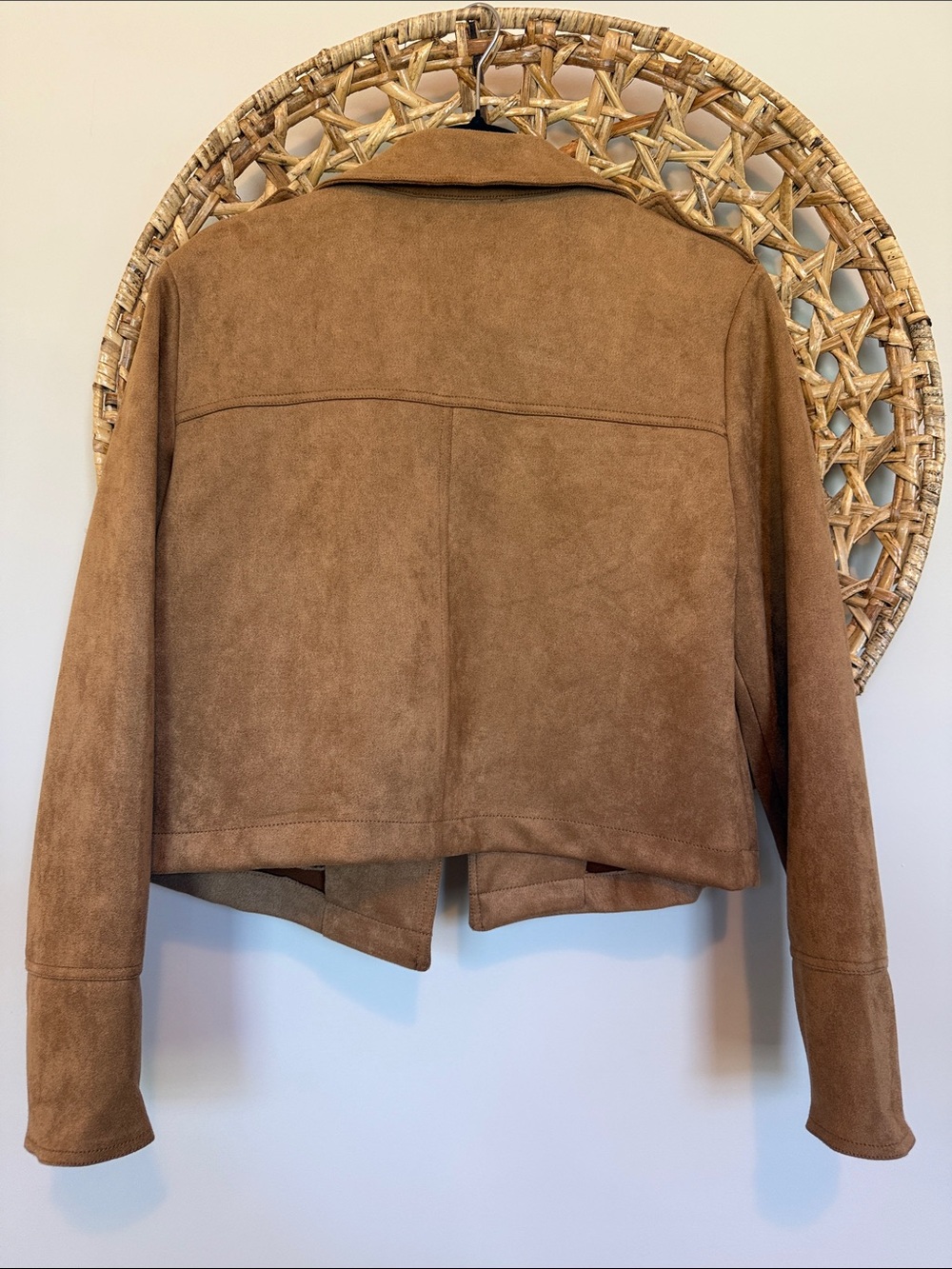 Philosophy soft faux suede moto jacket in camel - Picture 7 of 13